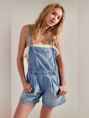 NWT FREE PEOPLE WE THE FREE AXEL DENIM SHORTALLS SECRET OASIS